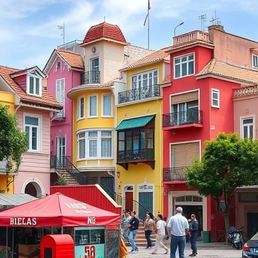 Edificios coloridos de casas en Caminito, La Boca, Buenos Aires, con personas paseando.