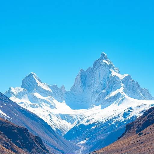 Picos nevados de Fitz Roy y Cerro Torre en El Chalt&eacute;n bajo un cielo azul